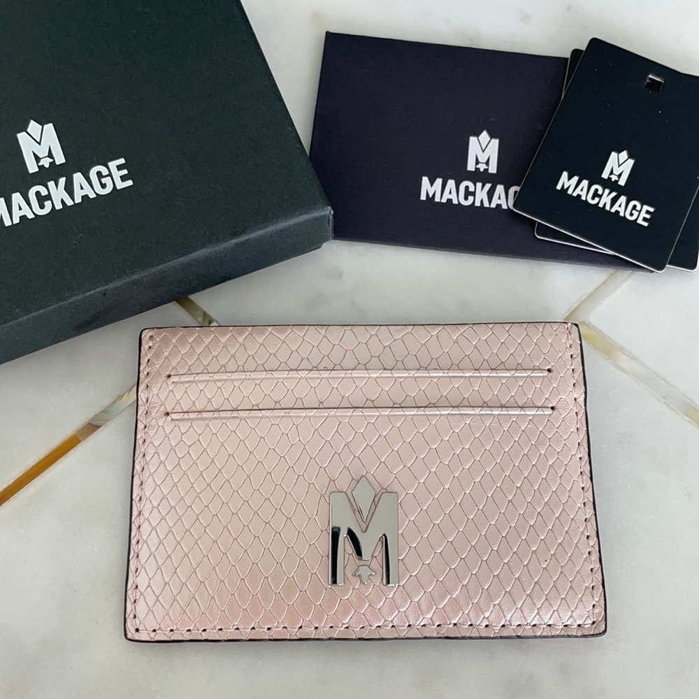 Mackage Blush Pink Textured Leather Cardholder
